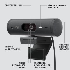 Logitech BRIO 500 1920x1080 Wired Webcam - Superior Clarity & Smart Features for Video Calls